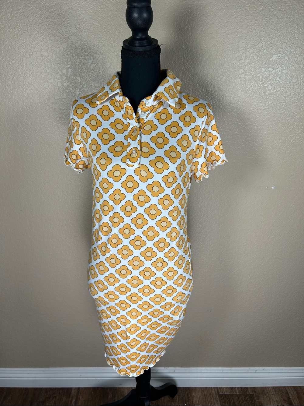 Mustard Floral Polo Midi Dress – Inspire Culture | Size L
